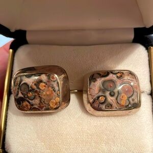 Sterling silver leopard skin jasper earringsgs